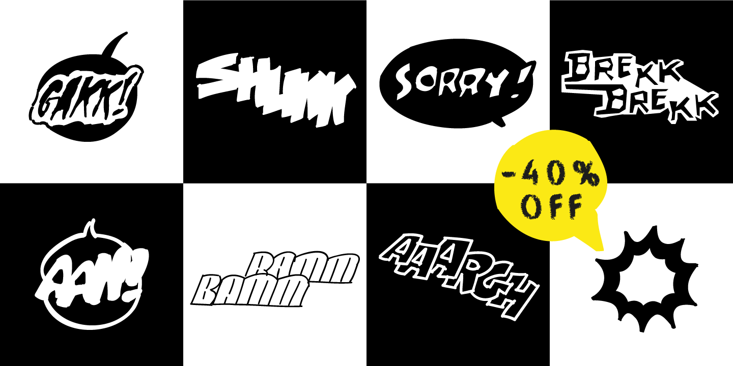 Beispiel einer Boom Pang Pow comic-Schriftart